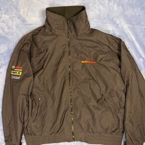Port Authority brown racing jacket with embroidered logos‎ men  Size L